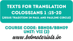 Texts for Translation Colossians 1 15-20