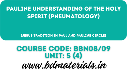 Pauline Understanding of the Holy Spirit (Pneumatology)