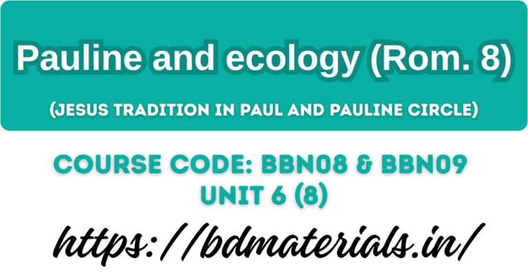 Pauline and ecology (Rom. 8)